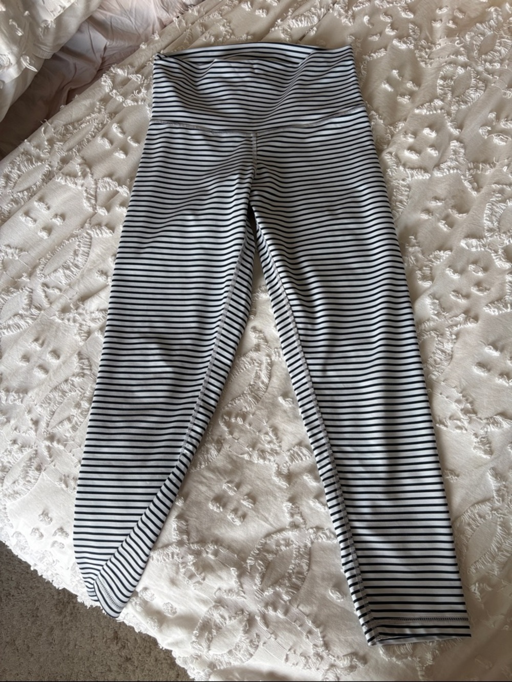 DYI Black & White Striped High-Waist Ankle Leggings